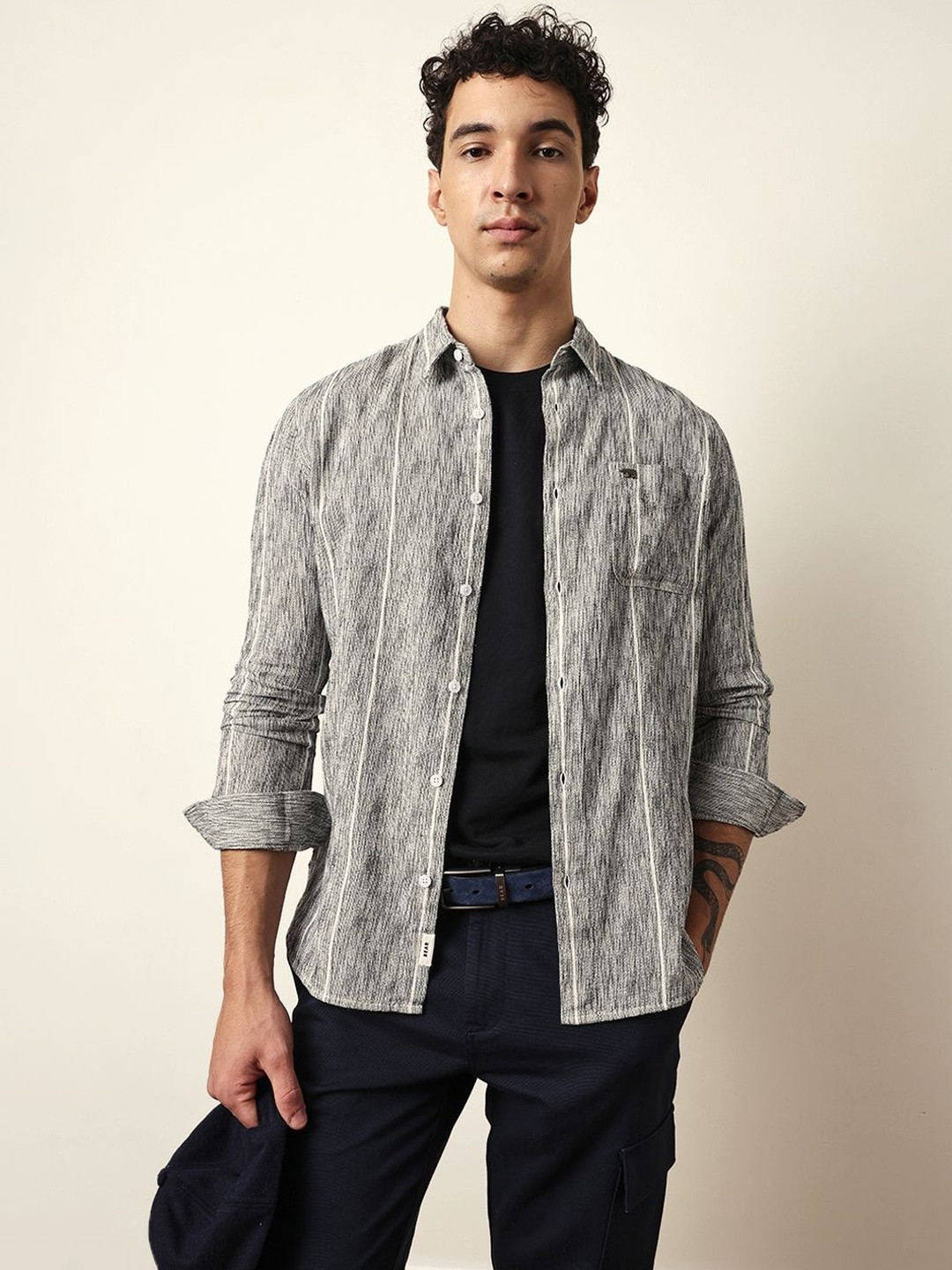 THE BEAR HOUSE Men Slim Fit Casual Shirt