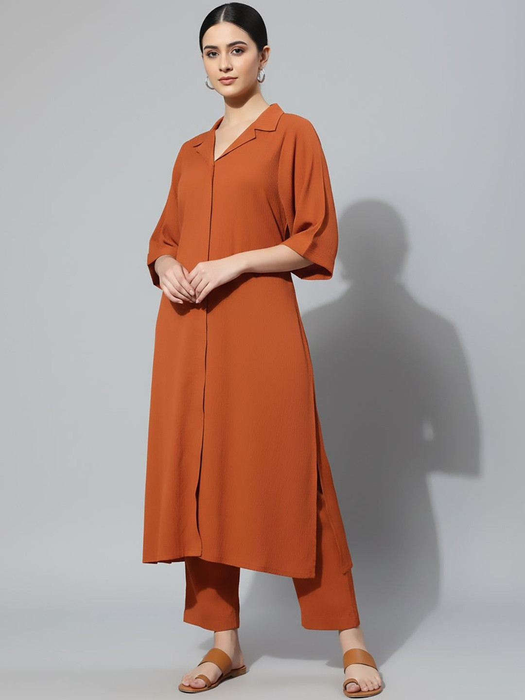 Varanga Women Regular Silk Crepe Kurta with Trousers