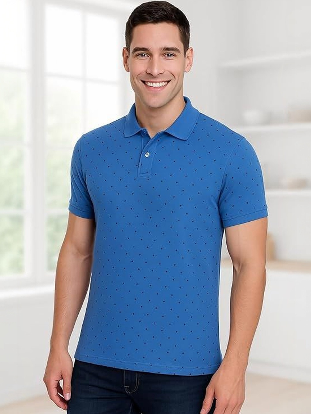 Raves Men Printed Polo Collar Bio Finish T-shirt