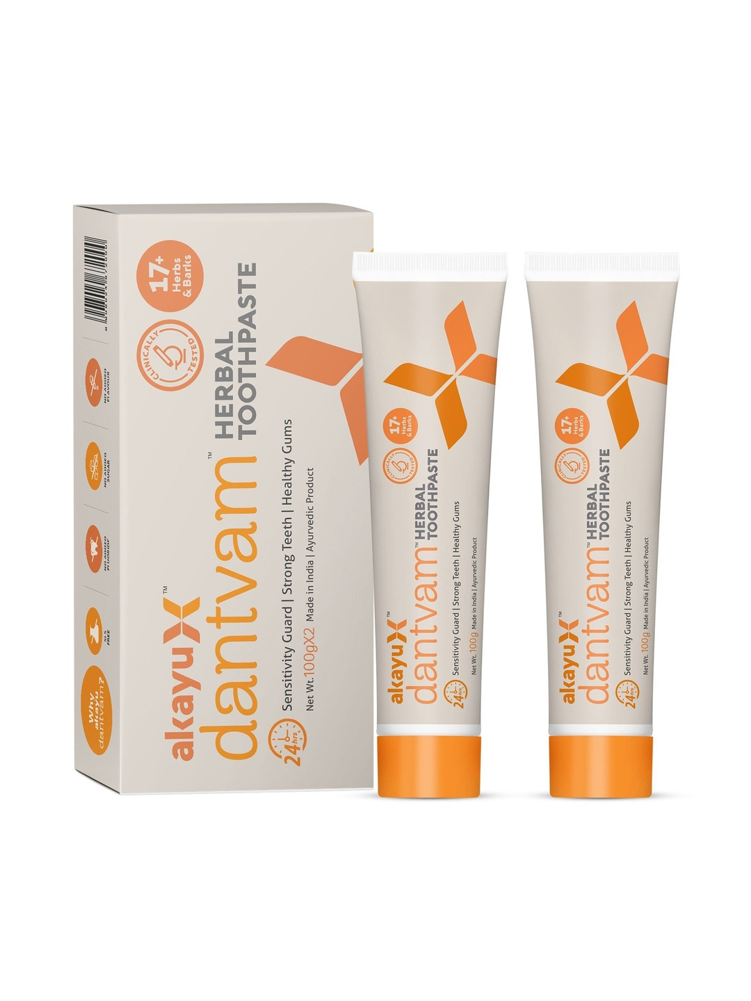 Akayu Set Of 2 Dantvam Herbal Toothpaste- 100 g Each