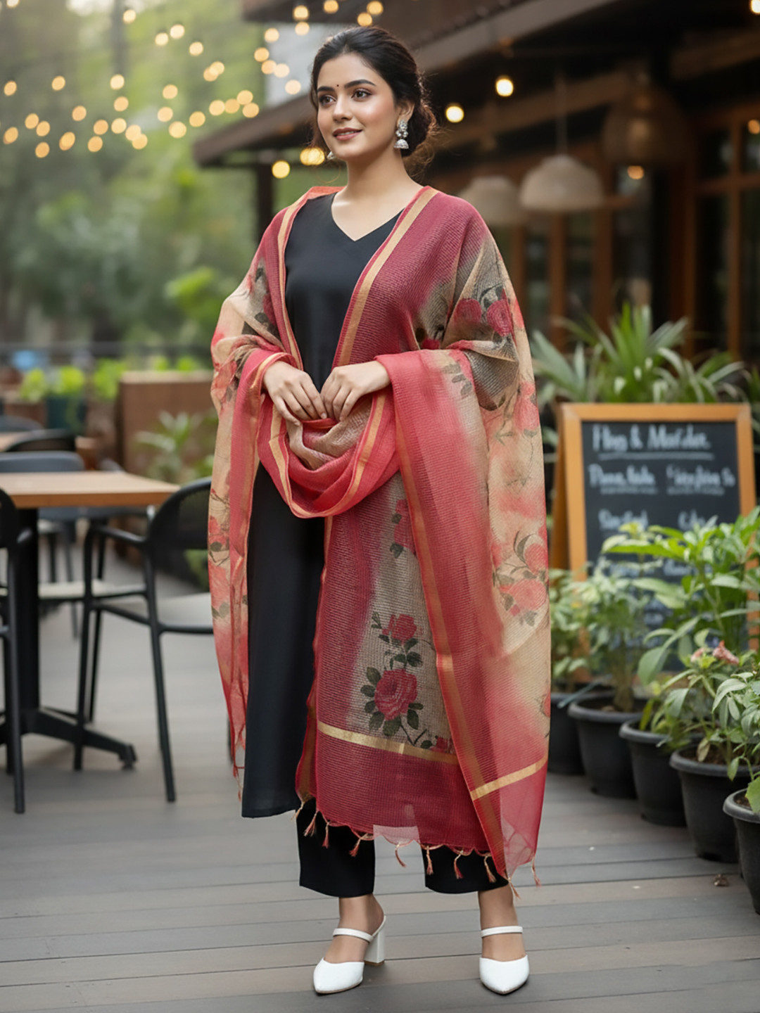 Varanga Checked Dupatta With Tasselled Border