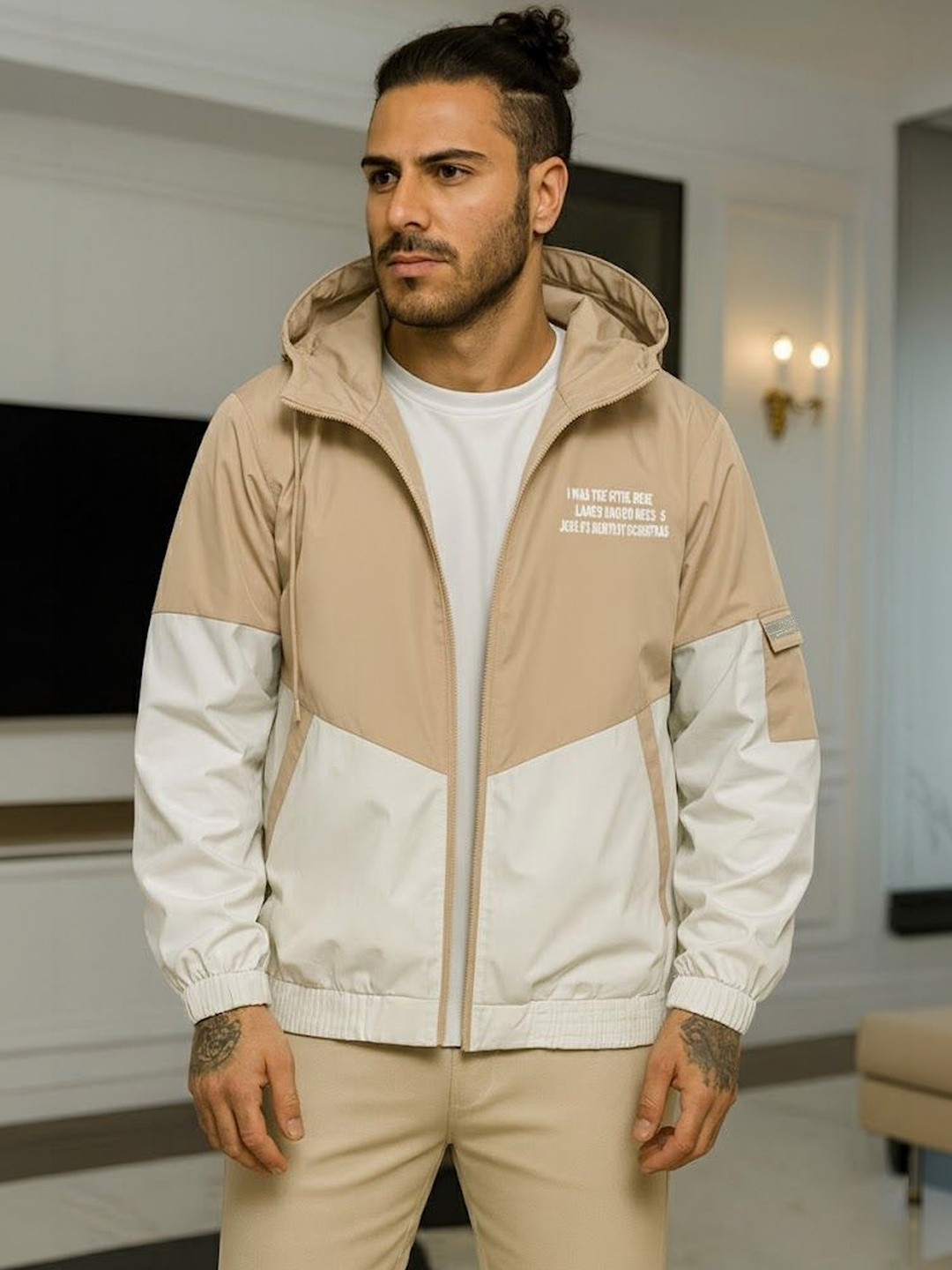 VERTICALS Men Typography Colourblocked Lightweight Sporty Jacket