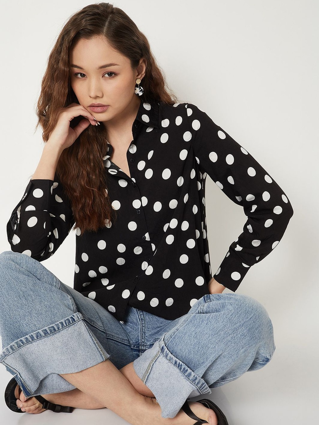 max Women Polka Dot Printed Casual Shirt