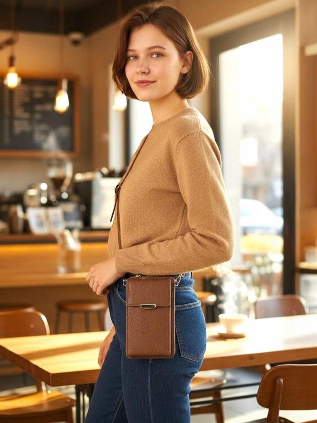 CRUSSET Textured Structured Sling Bag