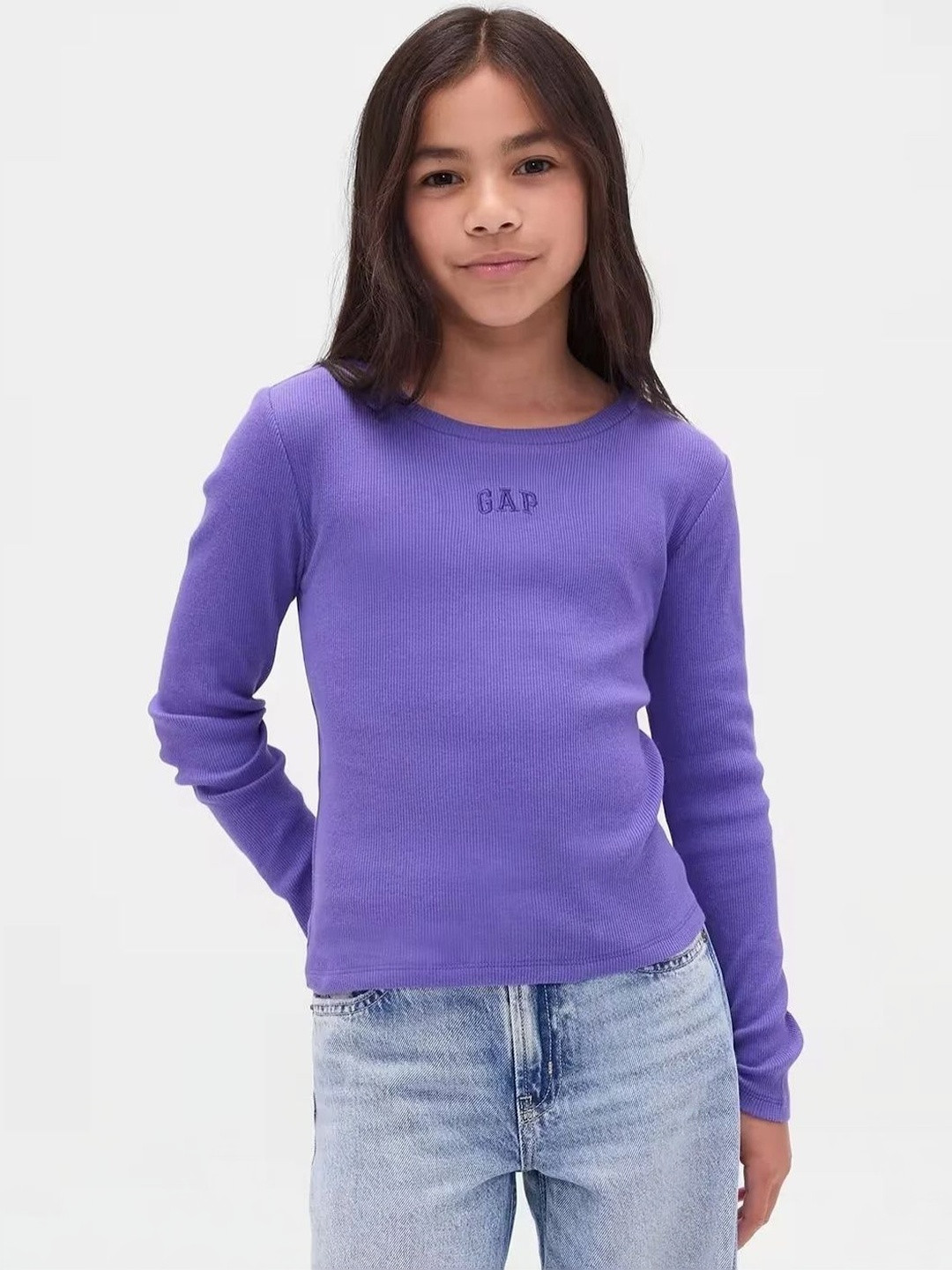 GAP Ribbed Round Neck Cotton Tops