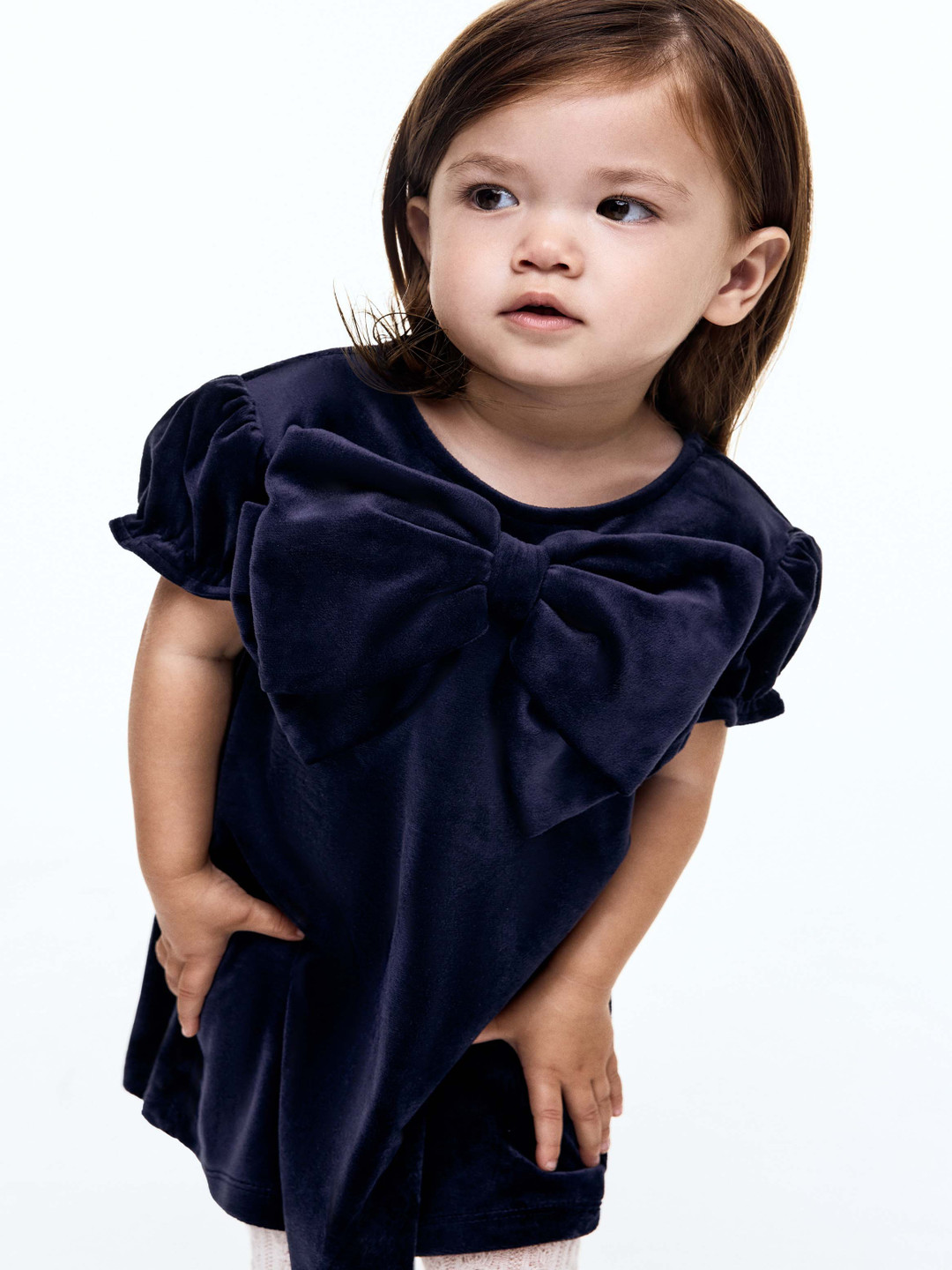 H&M Bow-Detail Velour Dress