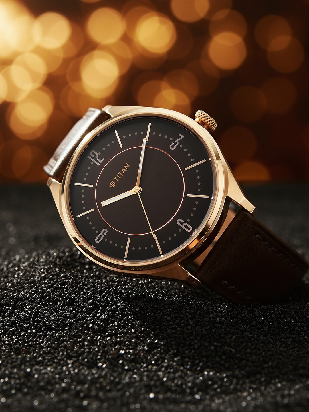 Titan Men Neo Basics II Quartz Brown Round Dial Watch - 1802WL03