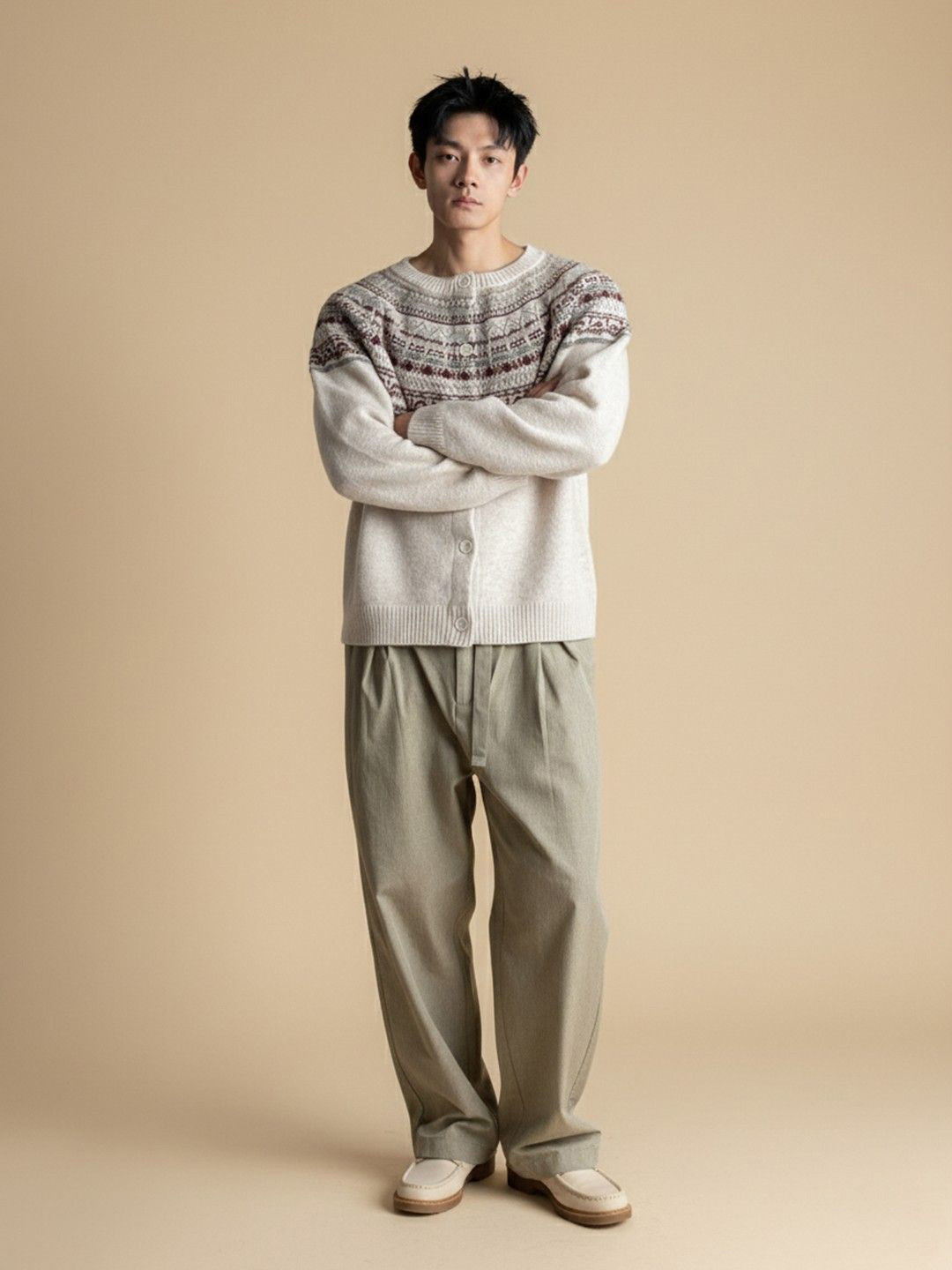 HERE&NOW Men Fair Isle Cardigan