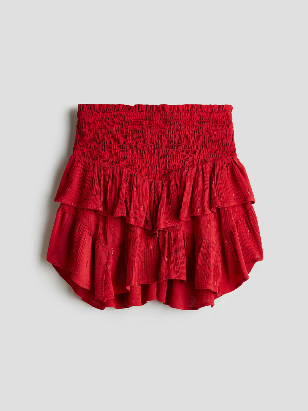 H&M Girls Solid Viscose Rayon Smocked Flounce Skirt