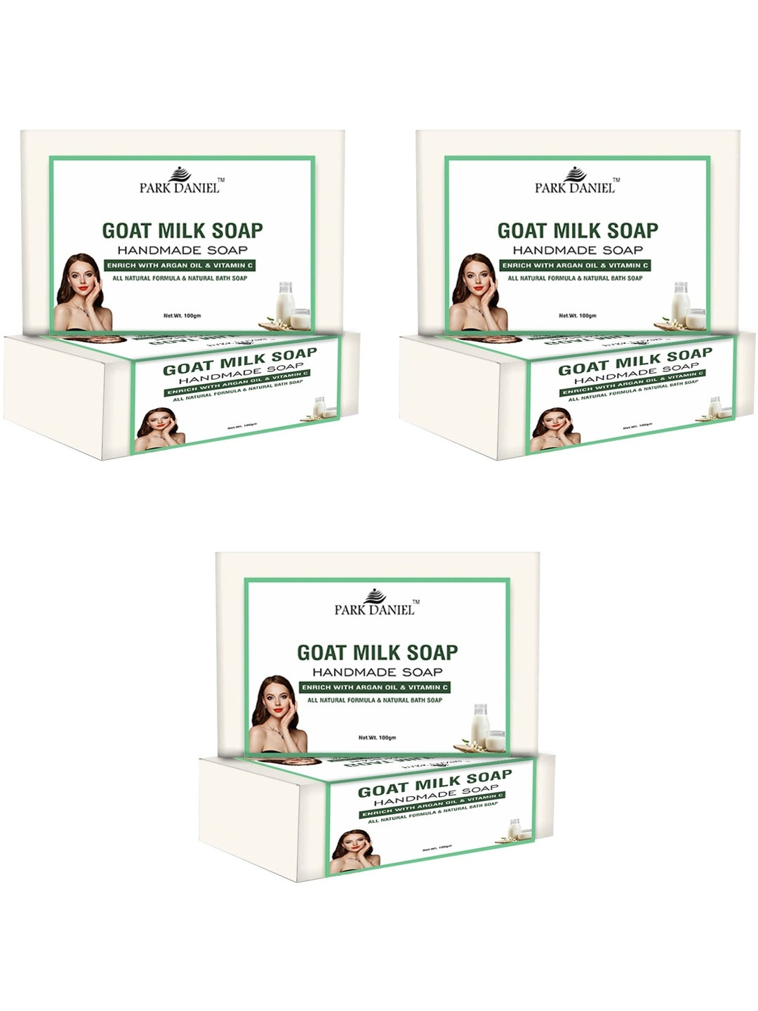 Park Daniel Set Of 3 Goat Milk Handmade Soap With Vitamin E - 100 g Each