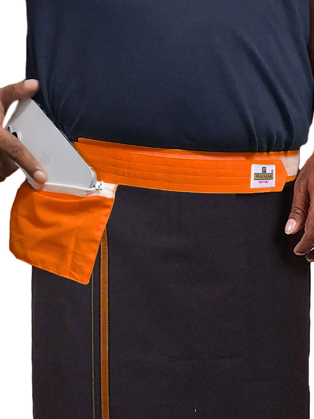 PRAKASAM COTTON Men Dhoti Zip Pouch