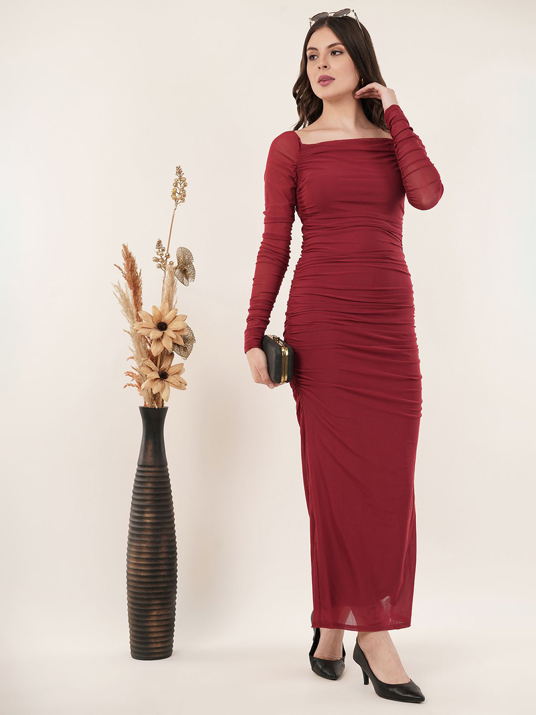 Deshi Girl Net Bodycon Maxi Dress