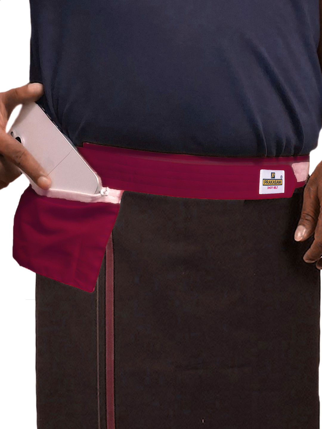 PRAKASAM COTTON Men's Cotton Canvas Dhoti Belt &  Zip Pouch Dhoti Belt