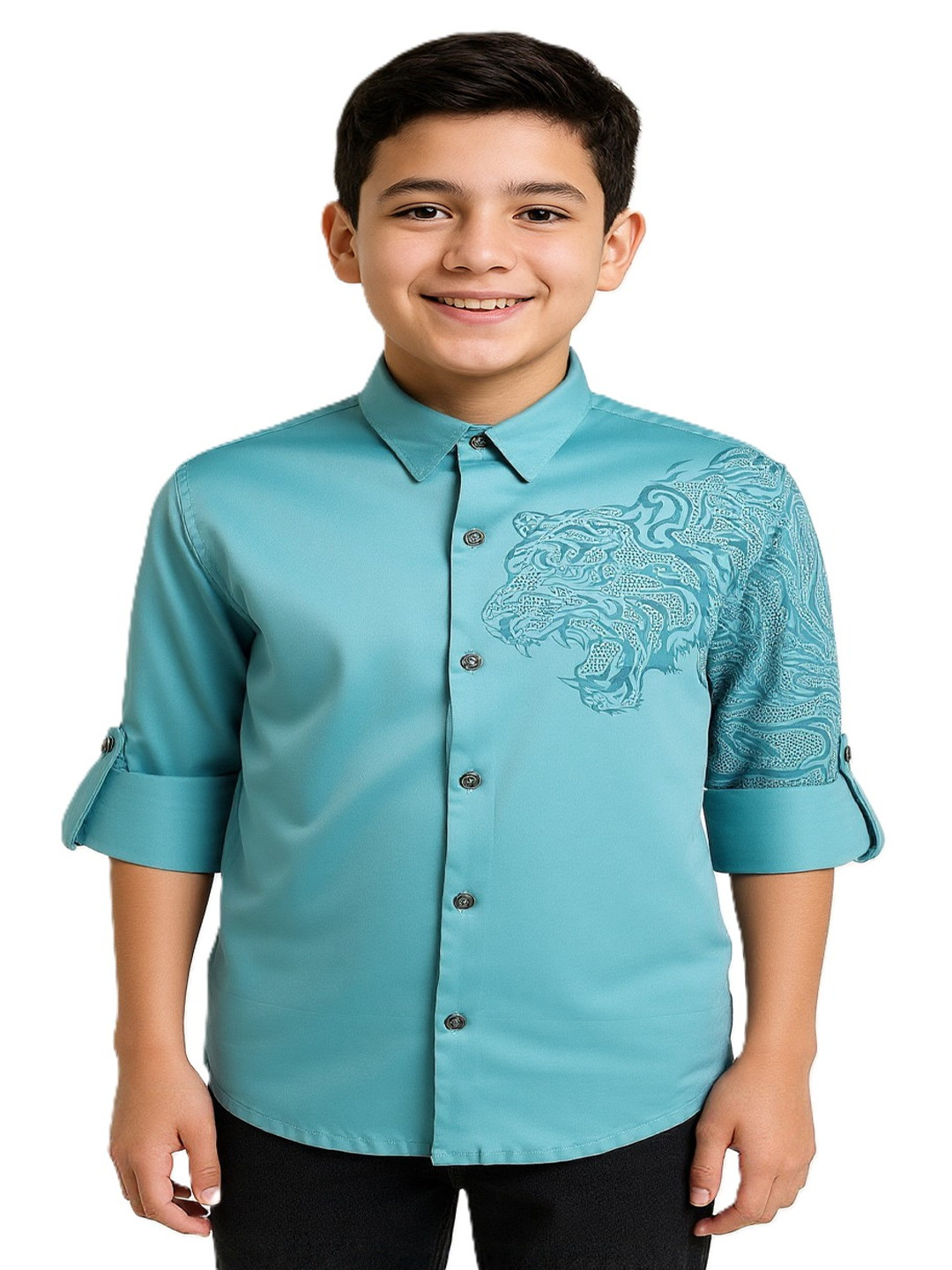 CHARCHIT Boys Solid Cotton Linen Shirt