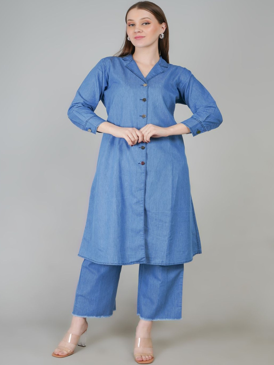 VG5 Shirt Collar Neck Tunic With Palazzos Co-Ords