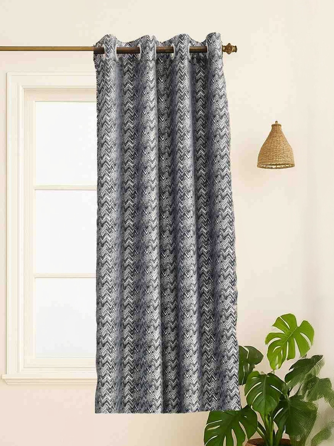 Ariana Navy Blue & White Window Curtain