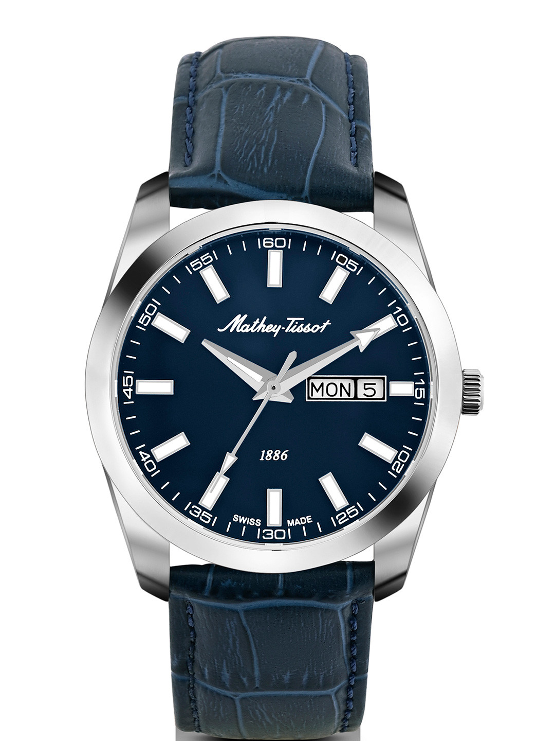 Mathey-Tissot Men Swiss Made Mathy Day-Date Quartz Blue Dial Watch - H453ALBU