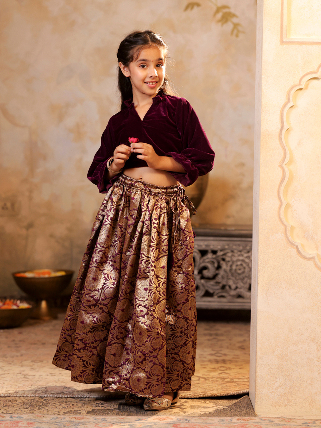 SHORGUL Girls Ready to Wear Lehenga & Shirt