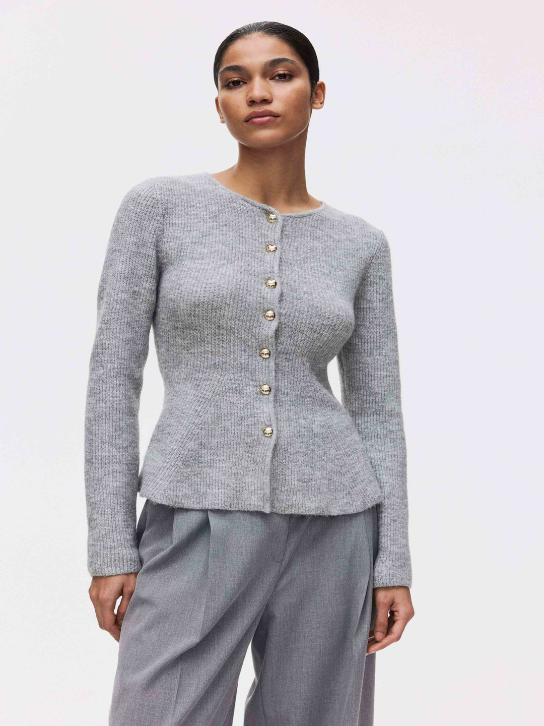 H&M Rib-Knit Peplum Cardigan