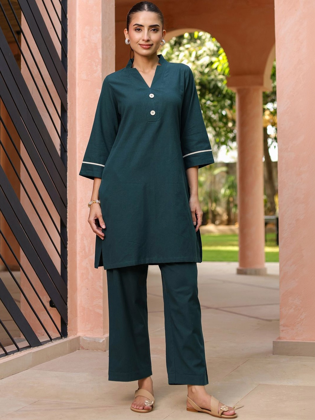 Rain & Rainbow Mandarin Collar Tunic & Trousers Co-Ords