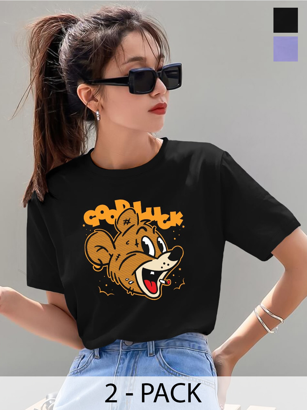 The Dry State Pack Of 2 Graphic Printed Round Neck Cotton T-shirts