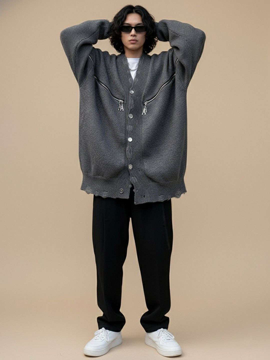 HERE&NOW Men Cardigan with Zip Detail Detail