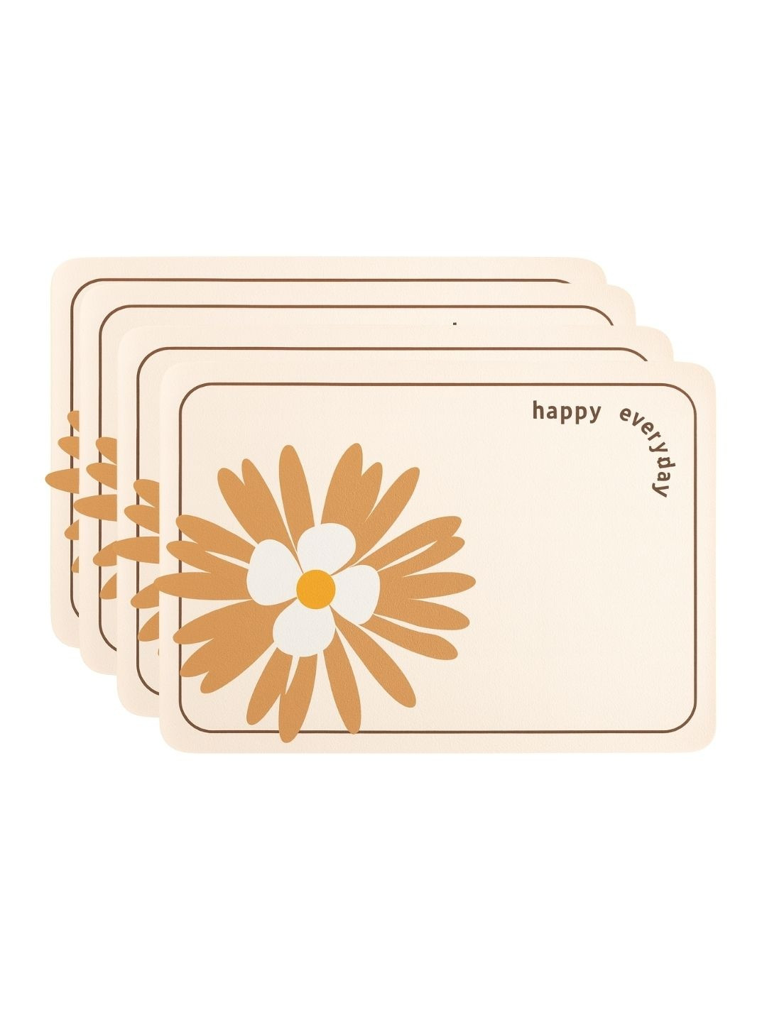 Myntra Elegant Homes 4Pcs White & Brown Patterned Waterproof Anti-Slip Table Placemats