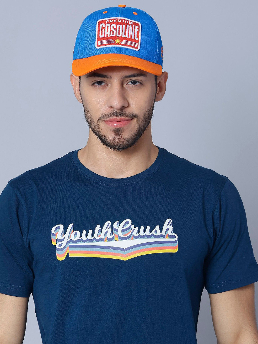 DROOP Men Embroidered Cotton Baseball Cap With Snapback Closure
