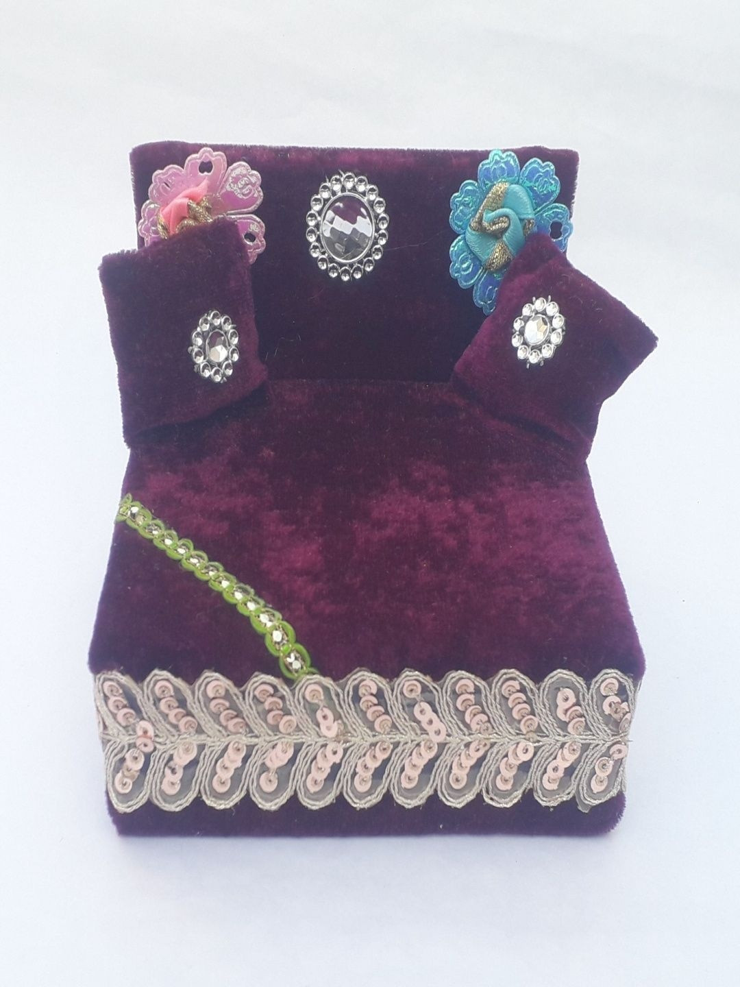 R D Handicraft Maroon Handicraft Laddu Gopal ji Singhasan