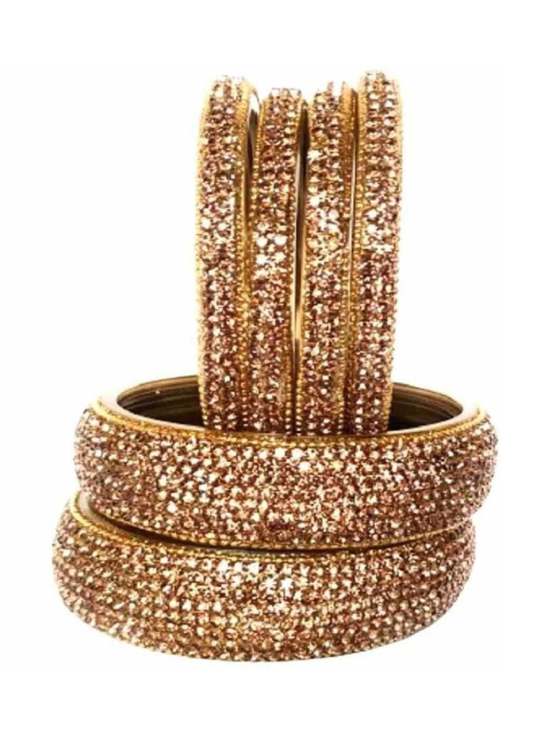 Adiba Fashion Factory Gold Glass Artificial Stones & Beads Bangle