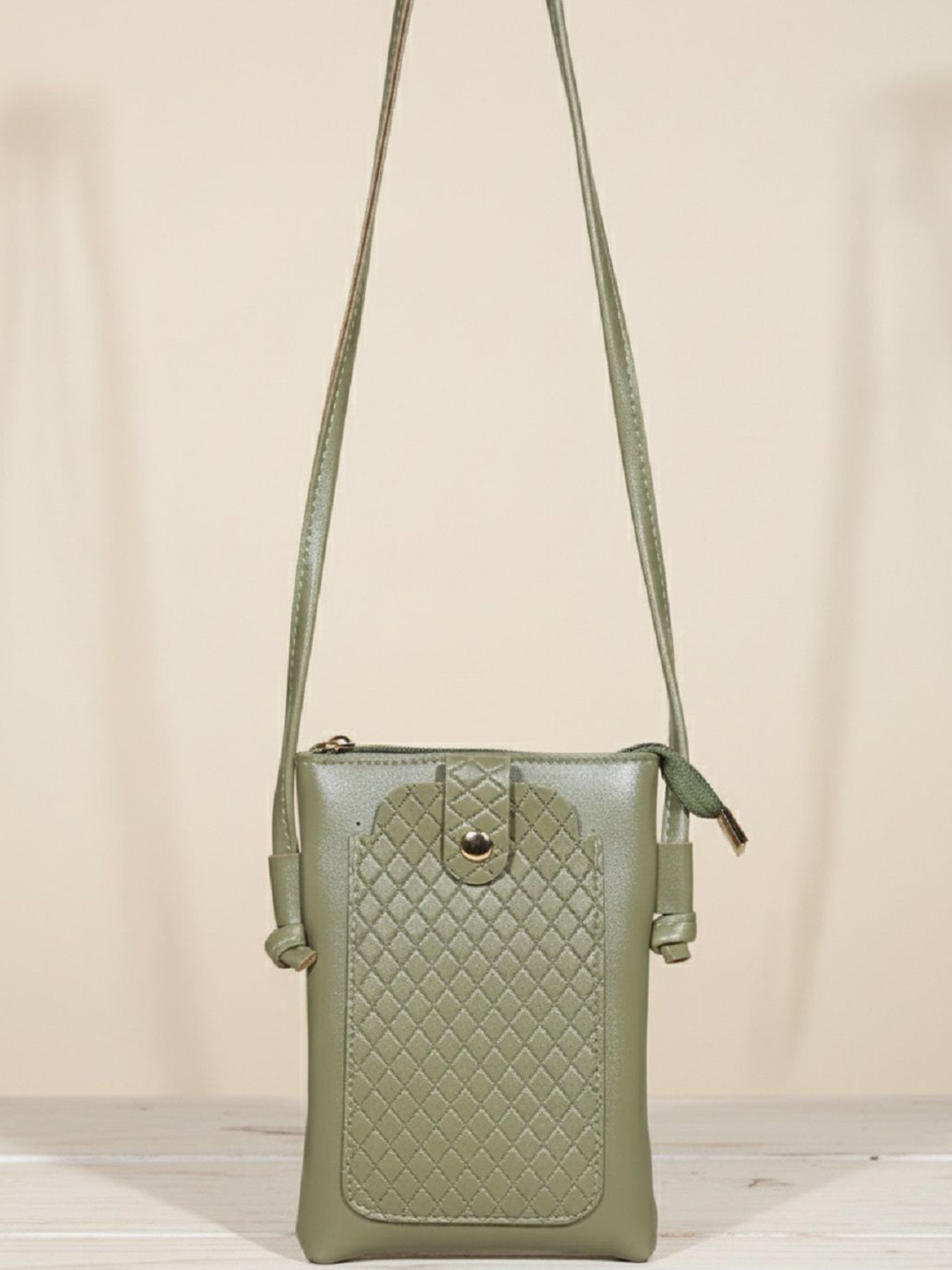 Donicy Textured PU Sling Bag with Quilted