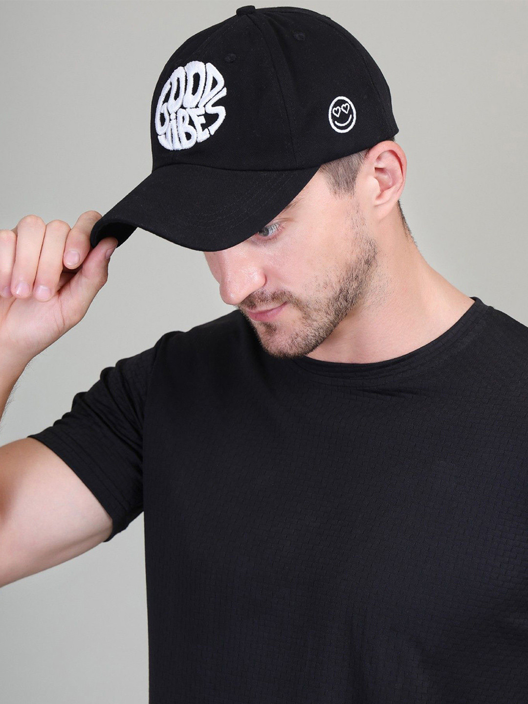 DROOP Men 3D Embroidered Cotton Baseball Cap With Snapback Closure