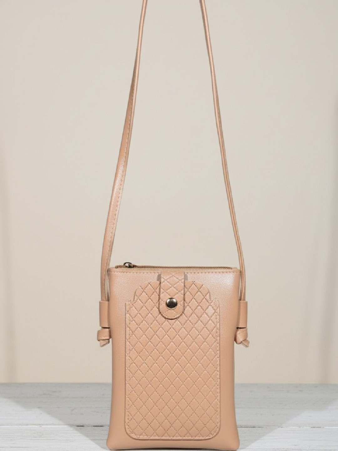 Donicy Textured PU Sling Bag with Quilted