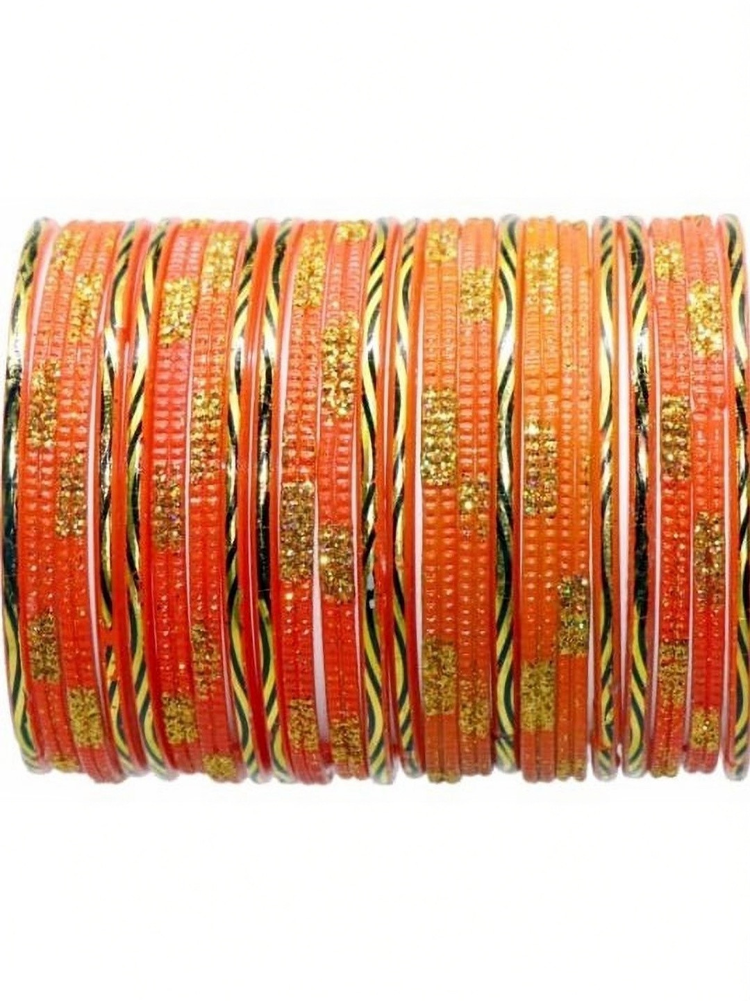 Only Offers Orange Glass Artificial Stones & Beads Bangle