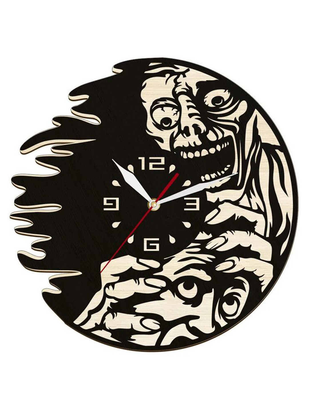 QEZNEF Black Solid Abstract Shaped Wooden Analog Traditional Wall Clock