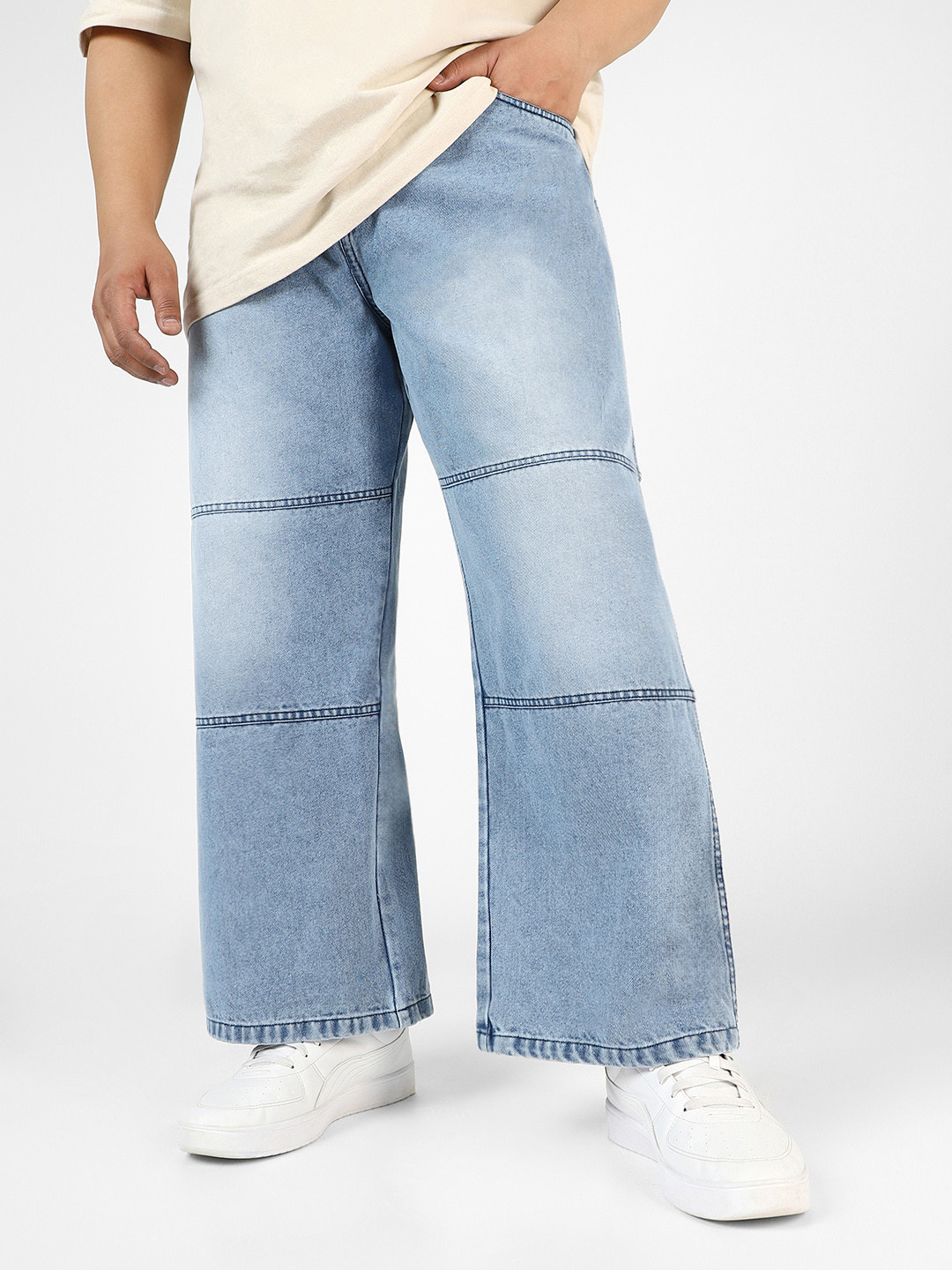 Urbano Plus Baggy Fit Cut and Sew Panelled Jeans