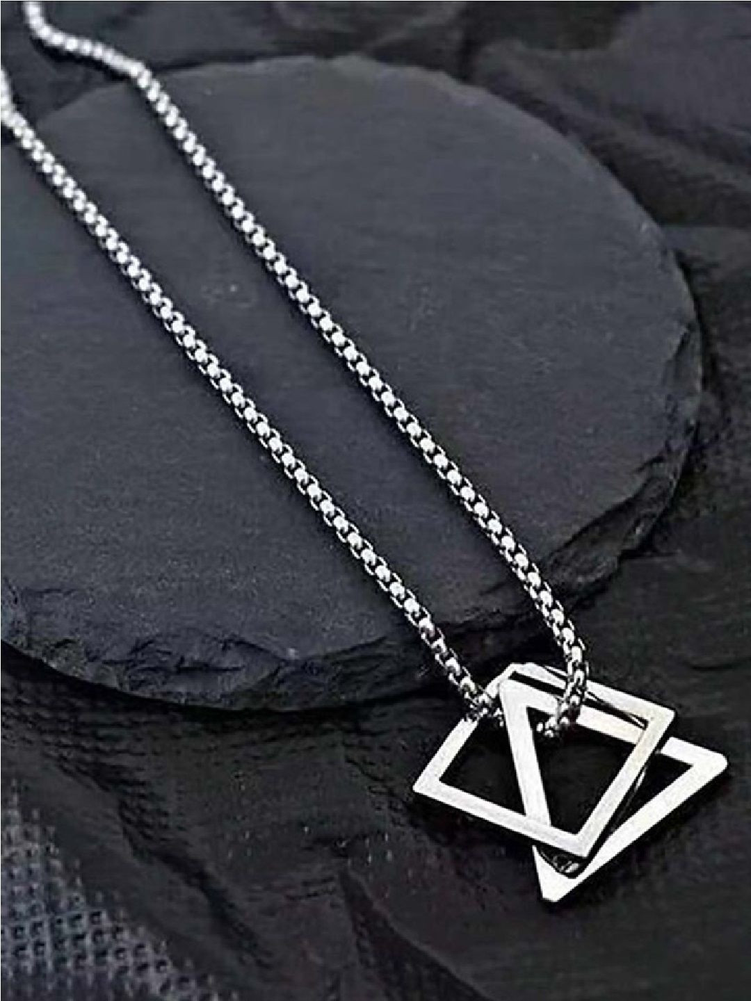 SK Enterprisess Silver-Plated Geometric Pendants with Chains