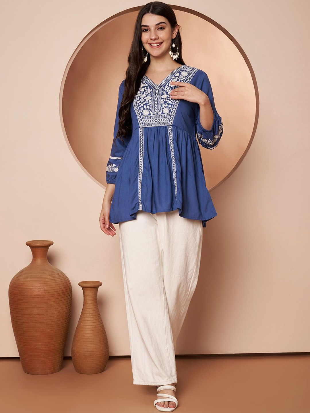 RANGMAYEE Floral Embroidered Bohemian Top
