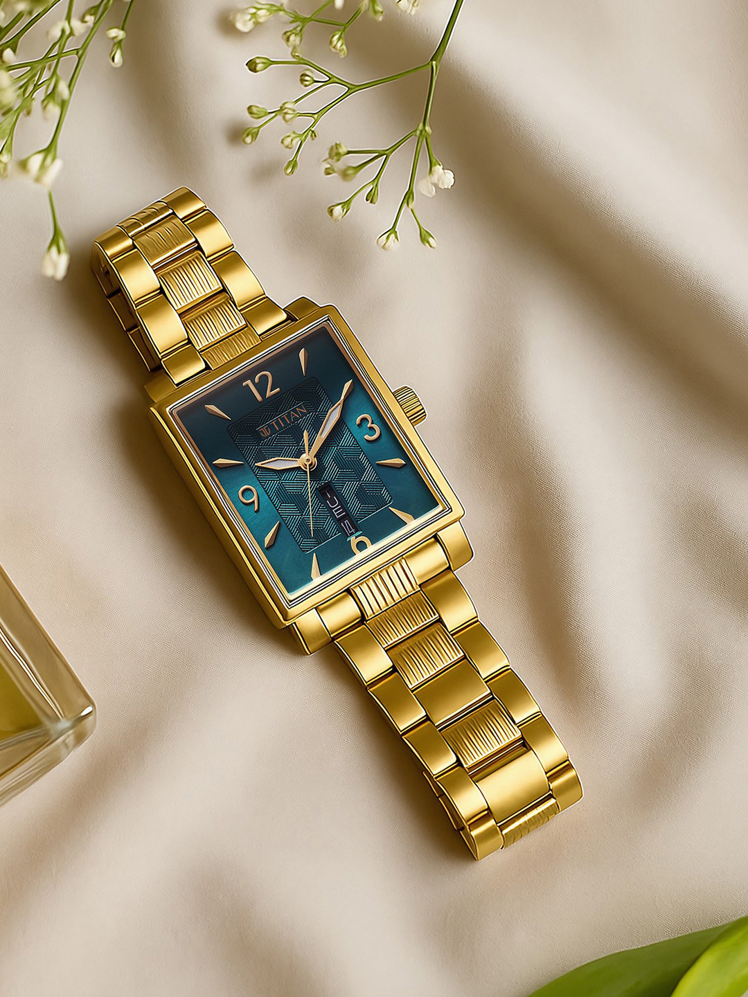 Titan Karishma Wedding Edit II Quartz Rectangle Dial Stainless Steel Men's Watch - 90024YM09