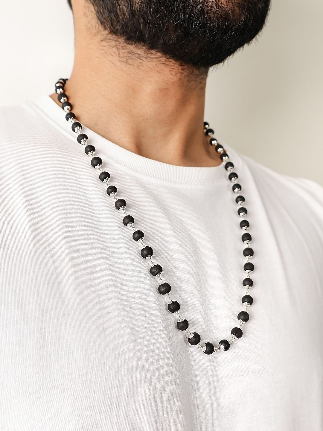 DIVINE HINDU Unisex Brass Silver-Plated Temple Necklace