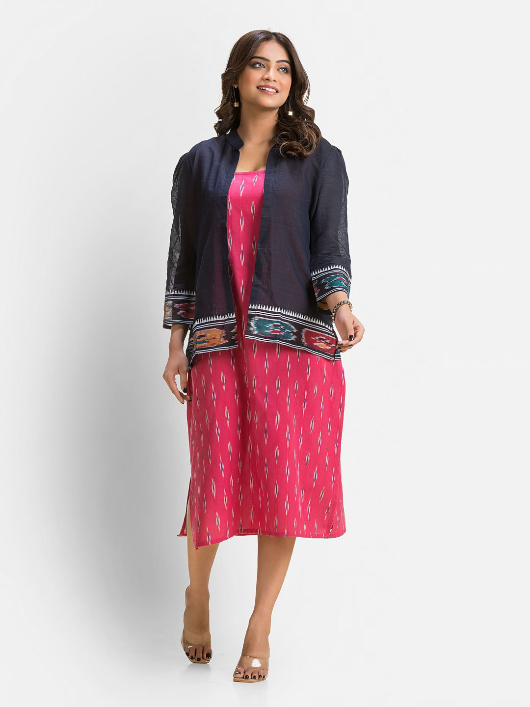 Crazy Needle Print Sheath Midi Dress