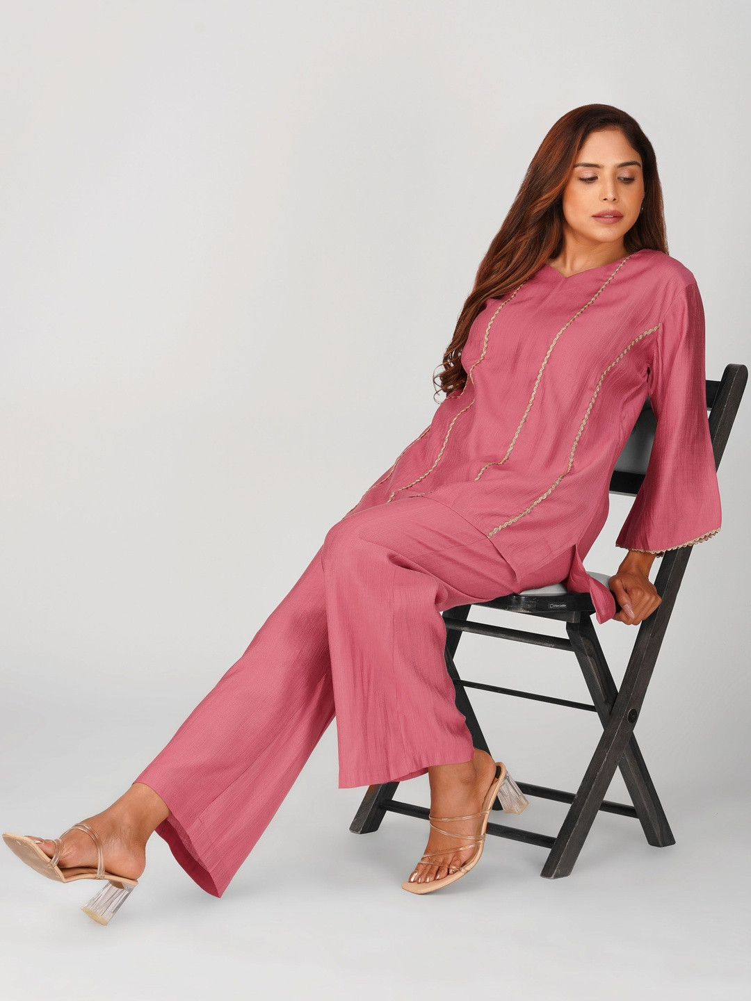 Bindigasm Cham Cham Embellished Sweetheart Neck Tunic With Trouser