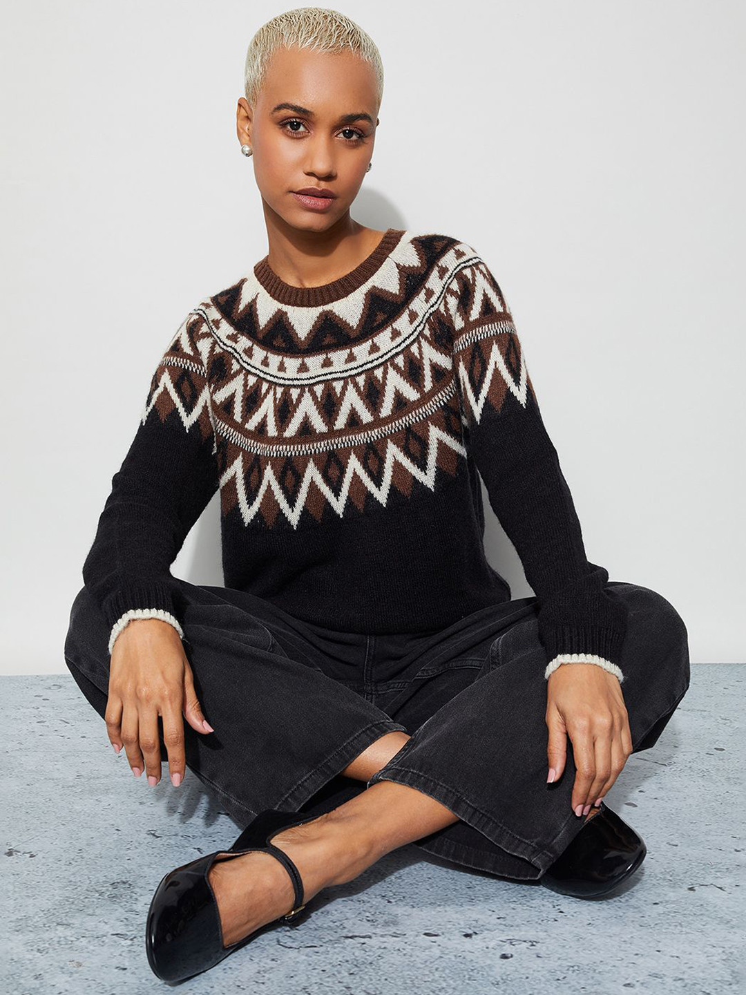 Ginger by Lifestyle Women Fair Isle Printed Pullover