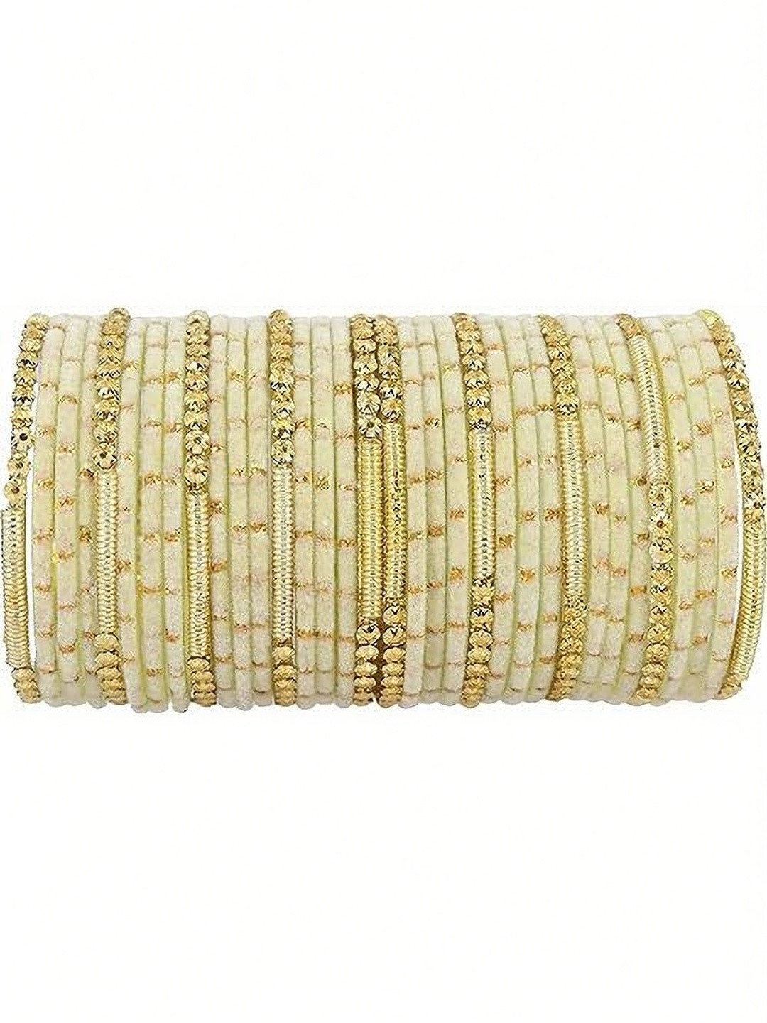 Adiba Fashion Factory Gold Glass Artificial Stones & Beads Bangle