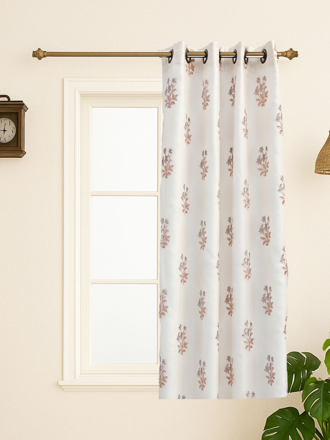 Ariana Rose Gold & White Ethnic Motifs Window Curtain