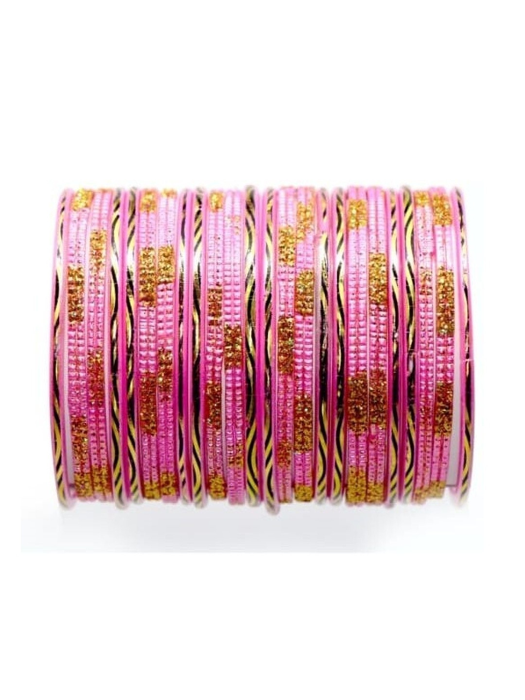 Only Offers Pink Glass Artificial Stones & Beads Bangle