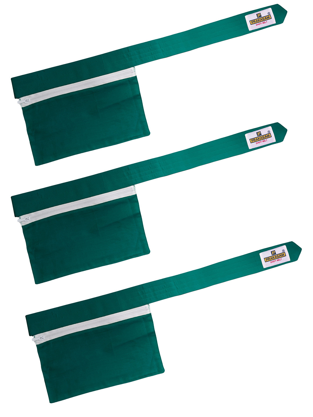 PRAKASAM COTTON Men Pack Of 3 Cotton Canvas Dhoti Belt & Zip Pouch Dhoti Belt