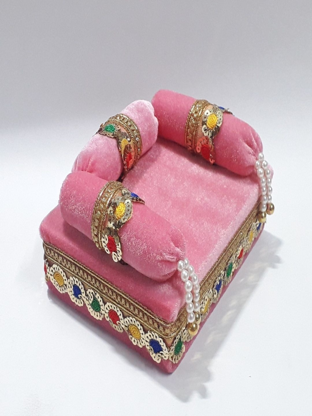 R D Handicraft Pink Handicraft Laddu Gopal ji Singhasan