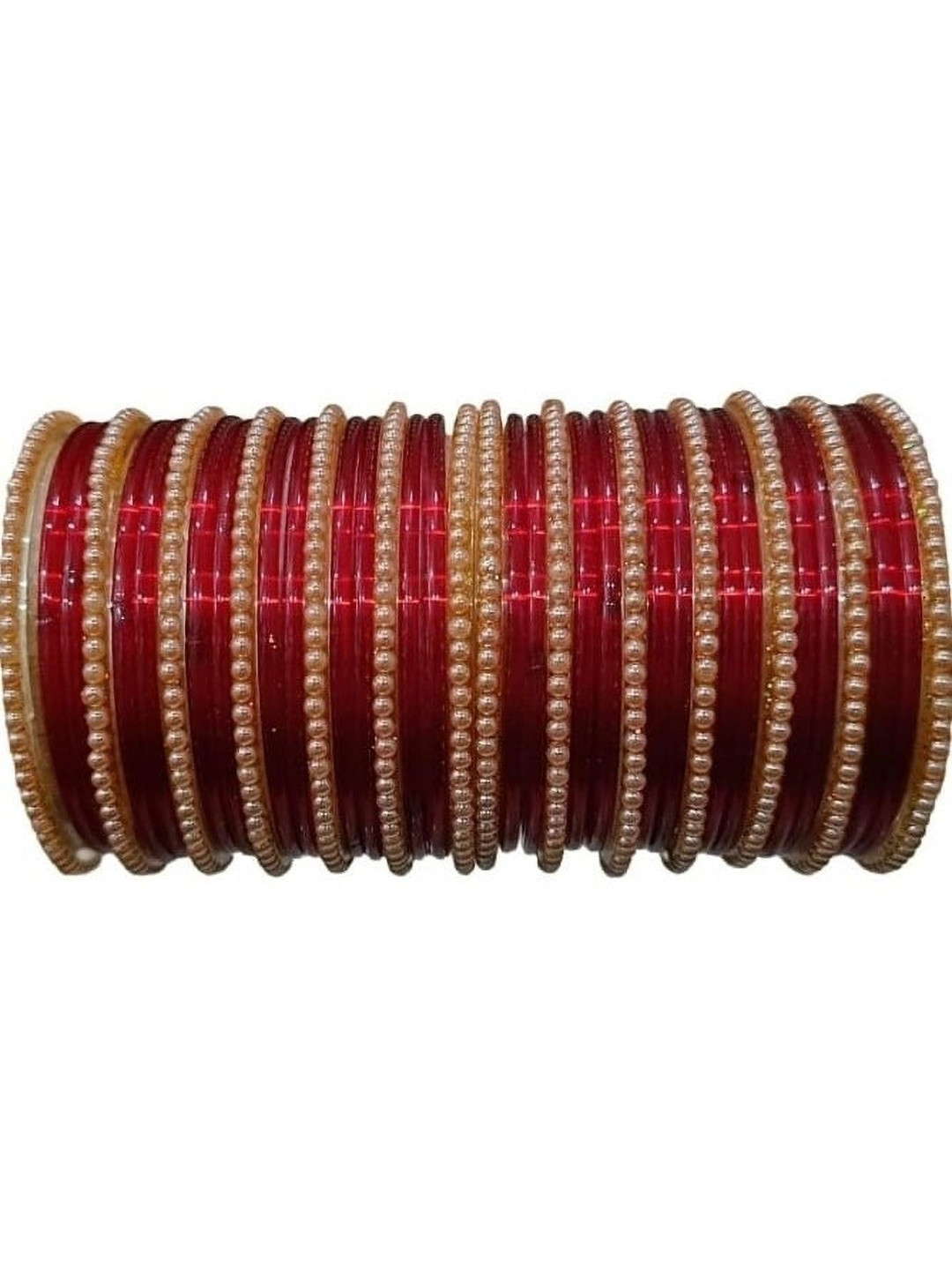 Adiba Fashion Factory Red Glass Artificial Stones & Beads Bangle