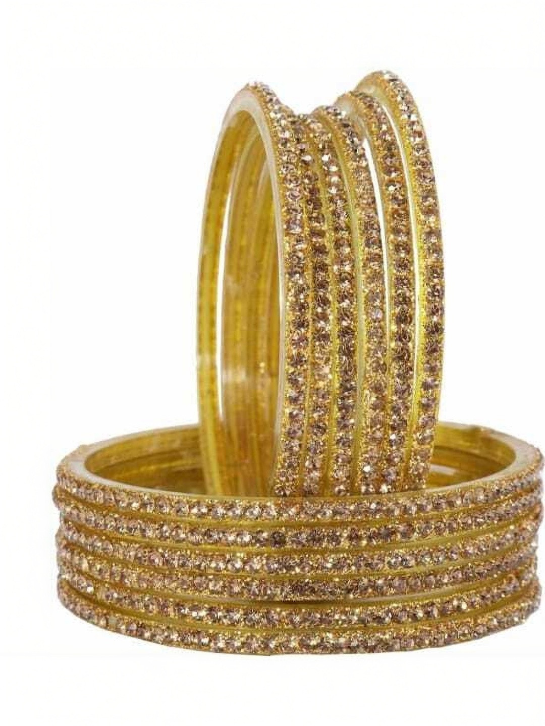 Shasmi Set Of 12 Gold-Plated 0.543055555555556 Glass Zircon Bangle